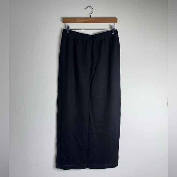 PERUVIAN CONNECTION Baby Alpaca Wool Black Midi Skirt Pull-on Elastic - Picture 3 of 9